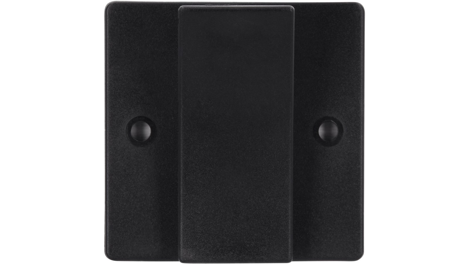 Klemme-Wehrheim-schwarz-Kunststoff-laenge-50-830924-front Klemme Wehrheim Kunststoff, selbstklebend schwarz - 50 mm lang vor weißem Hintergrund