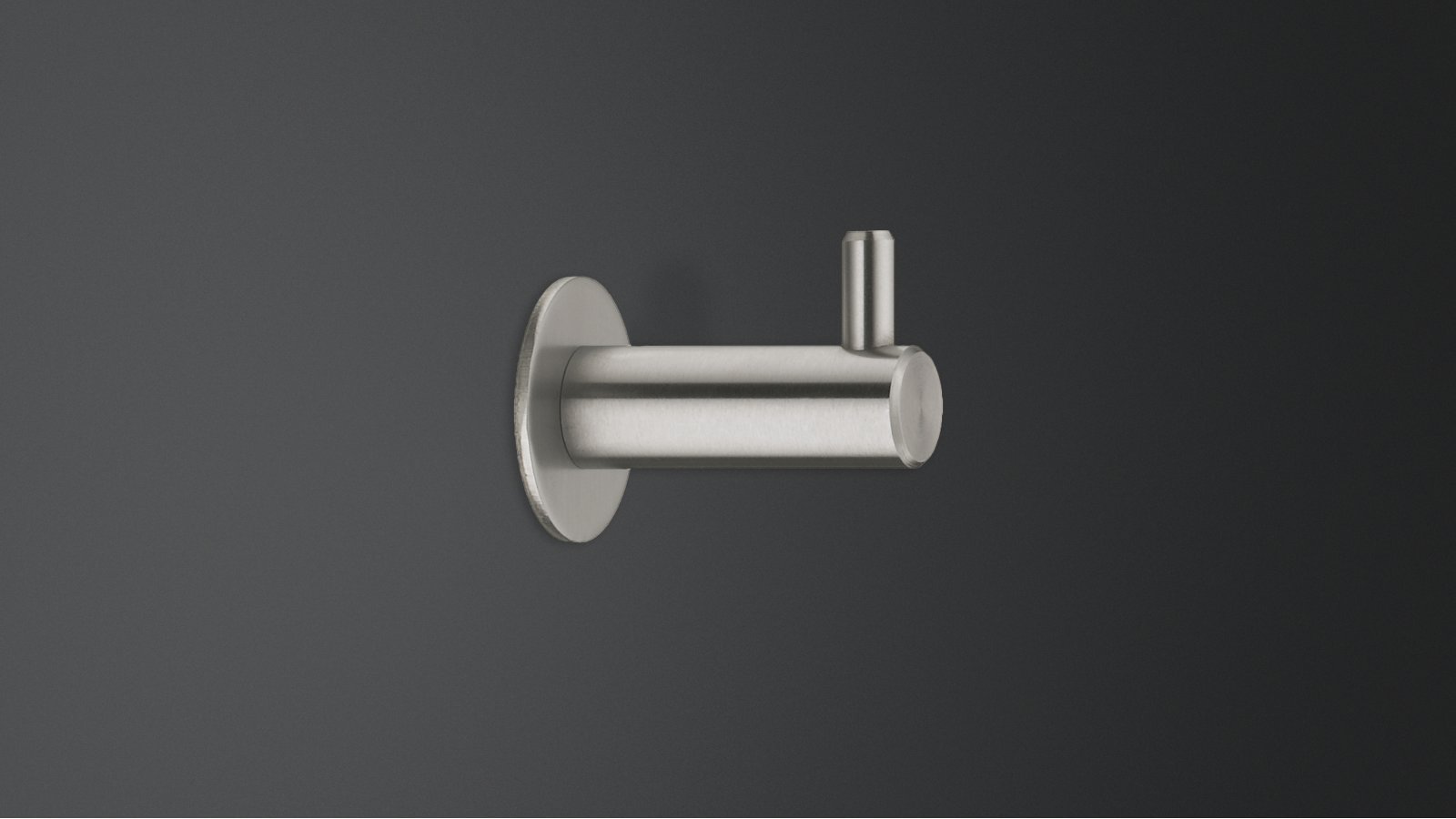 Mantelhaken Bad-Wörishofen Edelstahl gebürstet - 26 mm lang  vor weißem Hintergrund