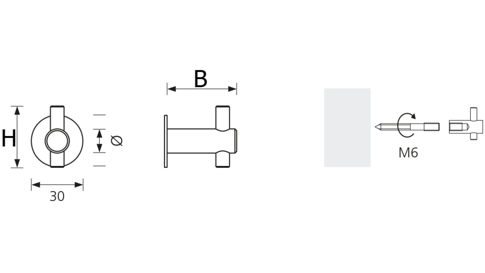 Mantelhaken Börde Edelstahl gebürstet - 41 mm lang  vor weißem Hintergrund