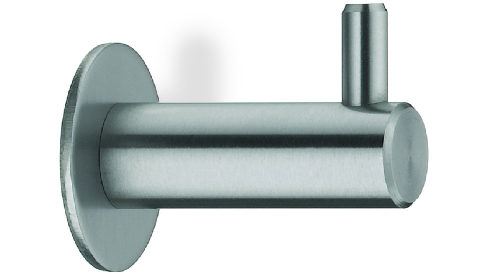 Mantelhaken Börde Edelstahl gebürstet - 41 mm lang  vor weißem Hintergrund