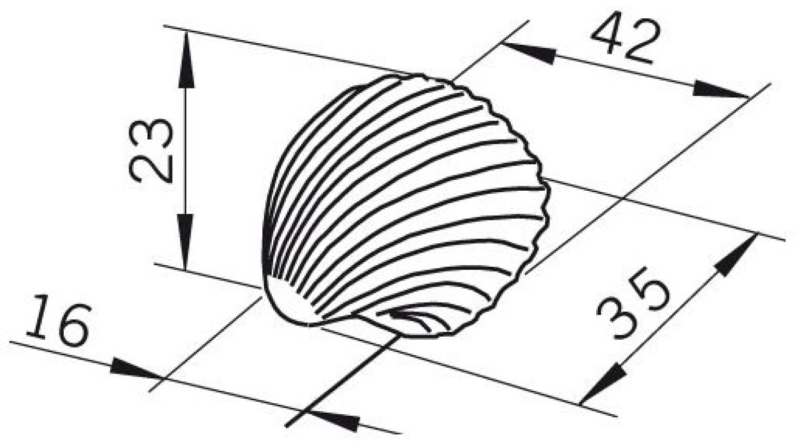 Griff Achim Druckguss glänzend vermessingt - 42 mm lang  vor weißem Hintergrund