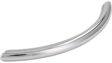 Griff Ahlen Stahl chrom glänzend - 108 mm lang  vor weißem Hintergrund