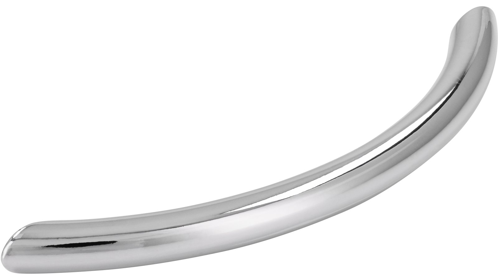 Griff Ahlen Stahl chrom glänzend - 108 mm lang  vor weißem Hintergrund