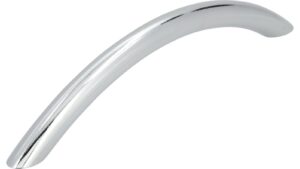 Griff Ahlen Stahl chrom glänzend - 153 mm lang vor weißem Hintergrund