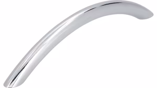 Griff Ahlen Stahl chrom glänzend - 153 mm lang vor weißem Hintergrund