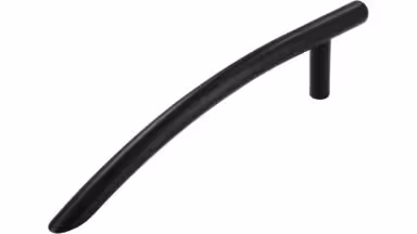 Griff Albstadt Druckguss schwarz matt pulverbeschichtet - 126 mm lang vor weißem Hintergrund