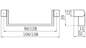 Griff Alfter Druckguss chrom glänzend - 106 mm lang  vor weißem Hintergrund