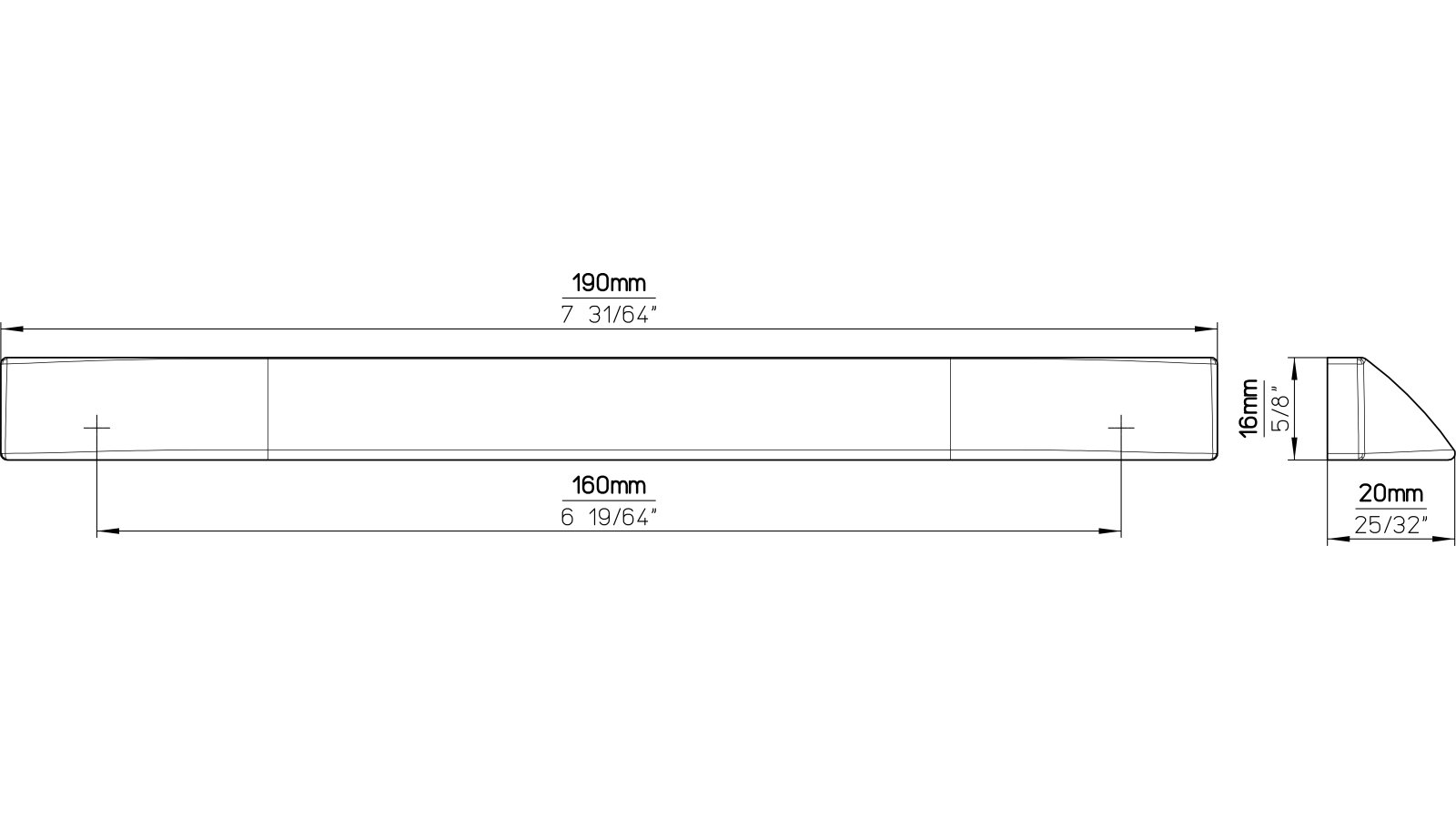 Griff Alsbach Druckguss schwarz matt pulverbeschichtet - 190 mm lang  vor weißem Hintergrund