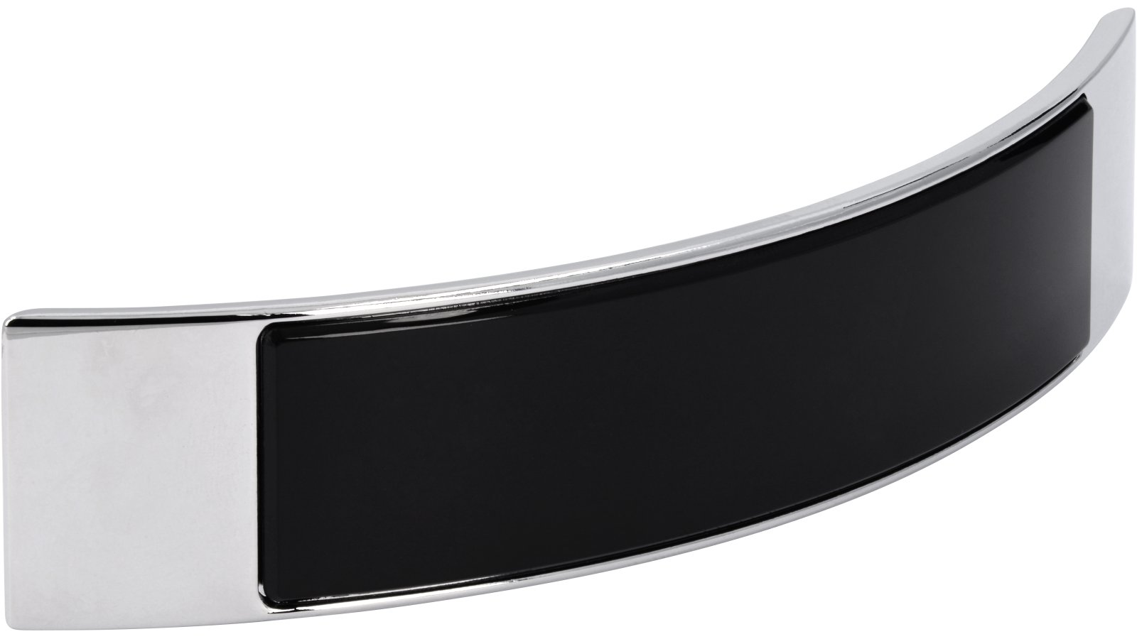 Griff Bad-Bentheim Druckguss - Kunststoff chrom glänzend glaseffekt schwarz - 137 mm lang  vor weißem Hintergrund