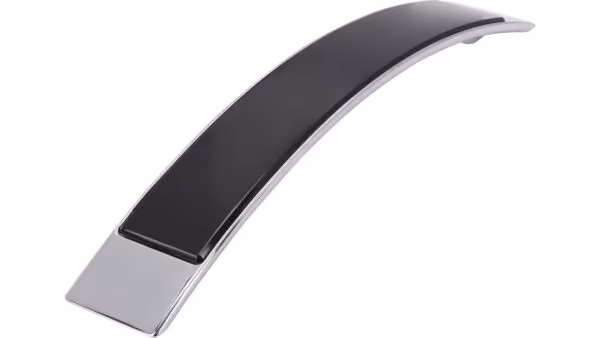 Griff Bad-Bentheim Druckguss - Kunststoff chrom glänzend glaseffekt schwarz - 200 mm lang  vor weißem Hintergrund