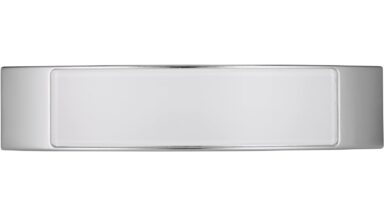 Griff Bad-Bentheim Druckguss - Kunststoff chrom glänzend glaseffekt weiß - 137 mm lang  vor weißem Hintergrund