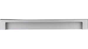 Griff Bad-Doberan Kunststoff metallisiert weißaluminium bedruckt braun - 172 mm lang  vor weißem Hintergrund