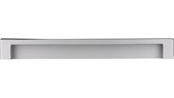 Griff Bad-Doberan Kunststoff metallisiert weißaluminium bedruckt braun - 172 mm lang  vor weißem Hintergrund