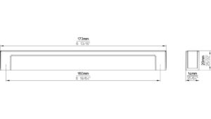 Griff Bad-Doberan Kunststoff metallisiert weißaluminium bedruckt braun - 172 mm lang  vor weißem Hintergrund