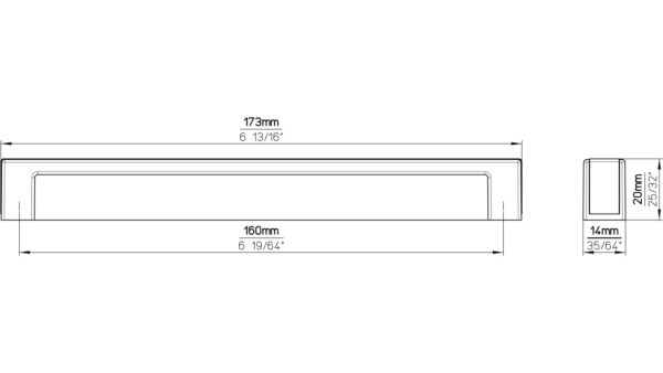Griff Bad-Doberan Kunststoff metallisiert weißaluminium bedruckt braun - 172 mm lang  vor weißem Hintergrund