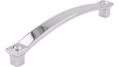 Griff Bad-Friedrichshall Druckguss chrom glänzend - 142 mm lang vor weißem Hintergrund