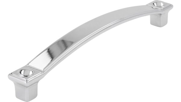 Griff Bad-Friedrichshall Druckguss chrom glänzend - 142 mm lang vor weißem Hintergrund