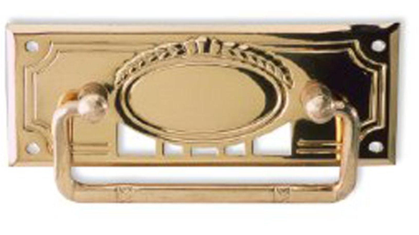 Griff Bad-Homburg Messing poliert - 85 mm lang  vor weißem Hintergrund