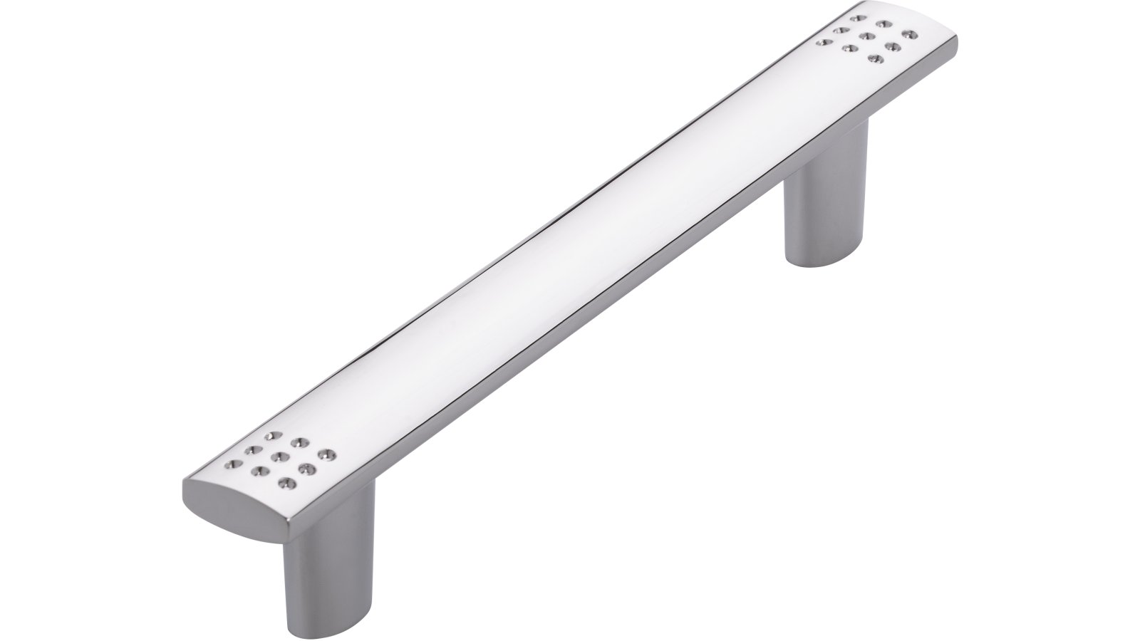 Griff Bad-Honnef Druckguss chrom glänzend - 130 mm lang  vor weißem Hintergrund