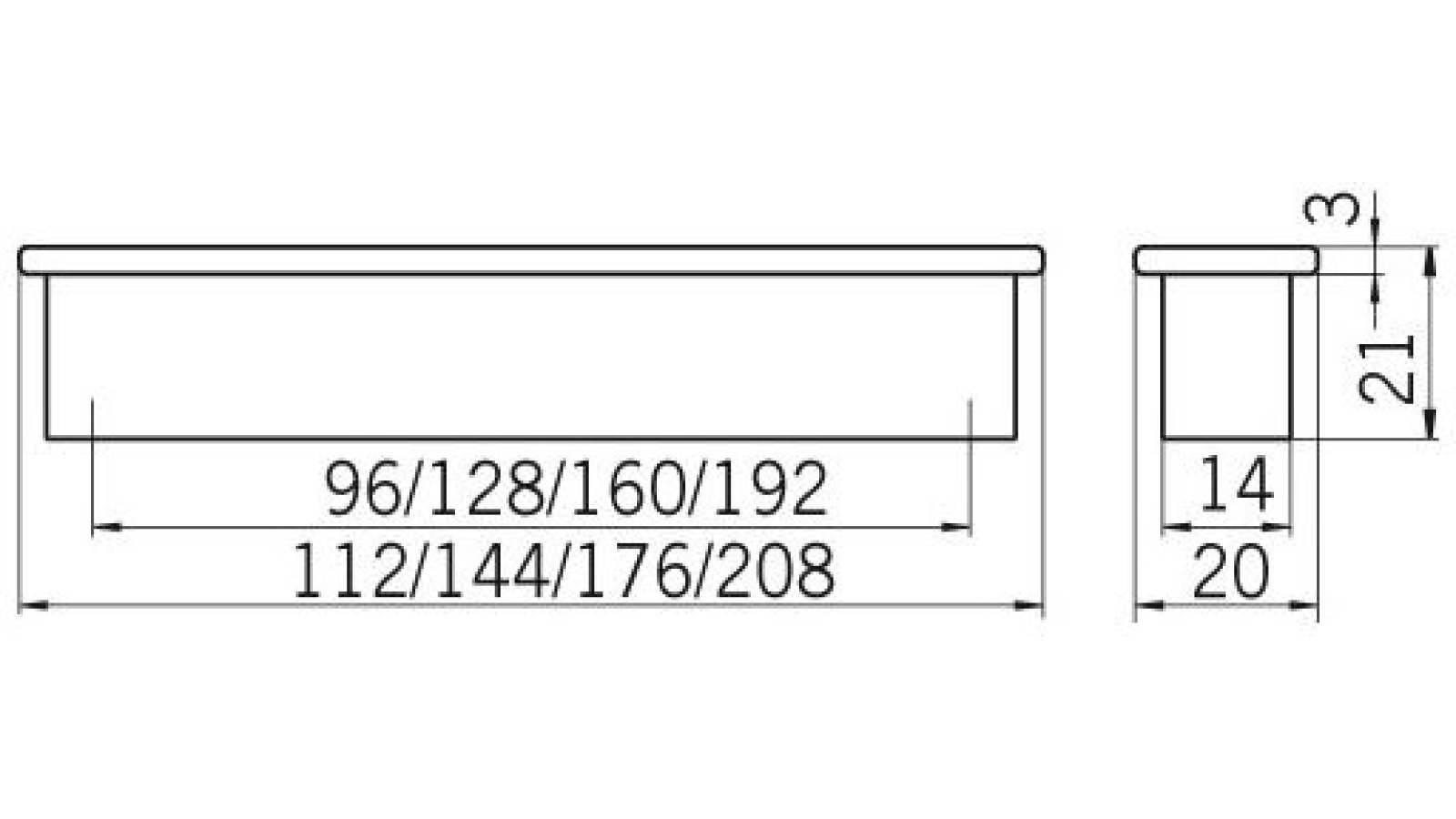 Griff Bad-Kissingen Zinkdruckguß pulverbeschichtet - alufarbig - 144 mm lang  vor weißem Hintergrund