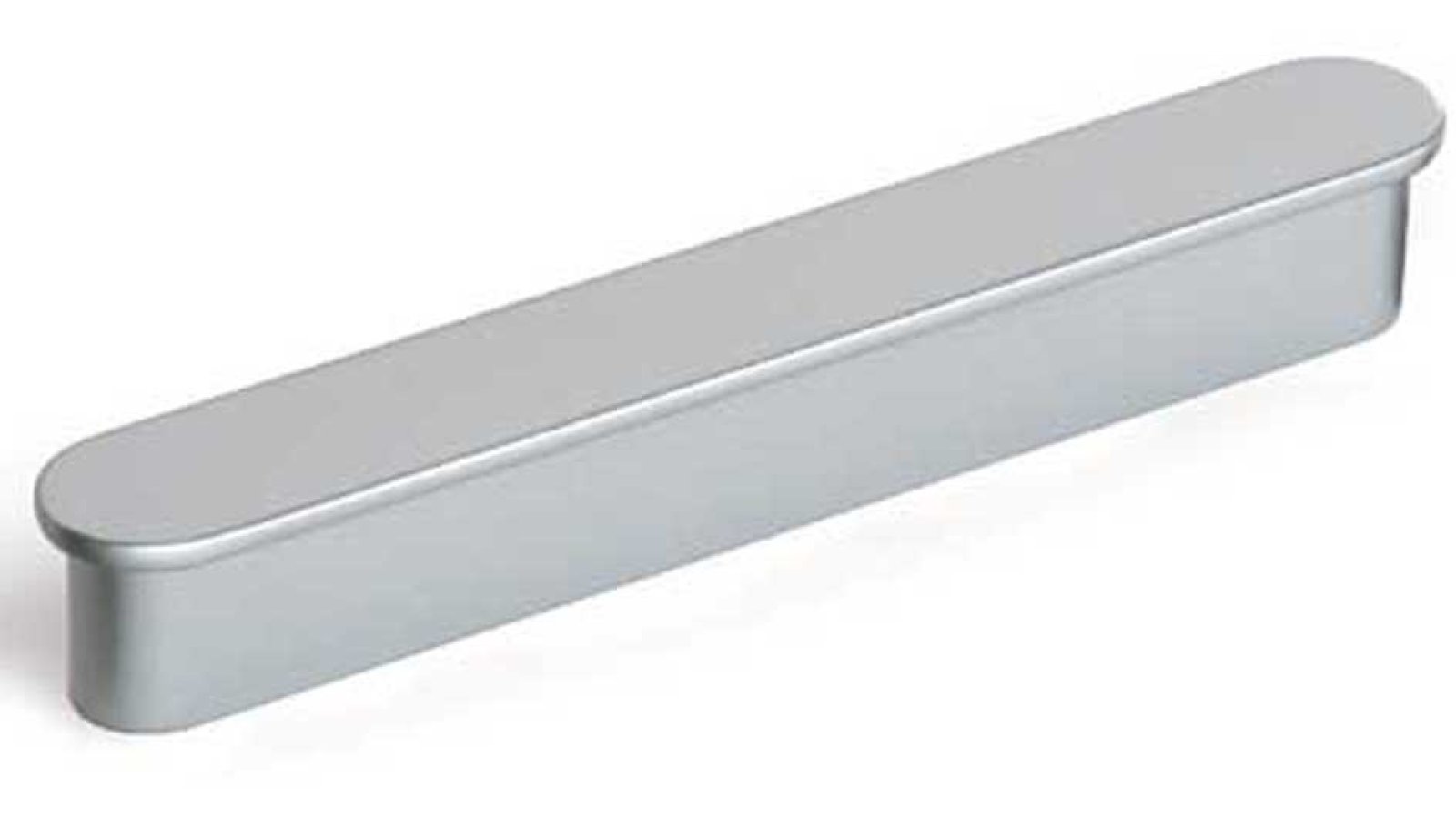 Griff Bad-Kissingen Zinkdruckguß pulverbeschichtet - alufarbig - 144 mm lang  vor weißem Hintergrund