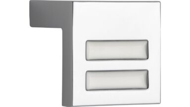 Griff Bad-Pyrmont Druckguss chrom glänzend weiß - 30 mm lang  vor weißem Hintergrund