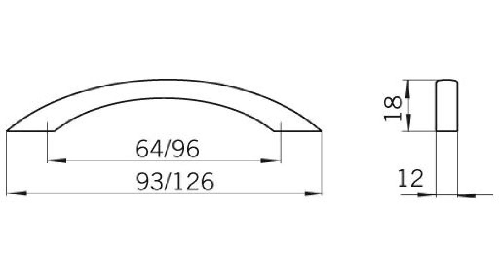 Griff Bad-Salzuflen Druckguss glänzend vermessingt - 126 mm lang  vor weißem Hintergrund