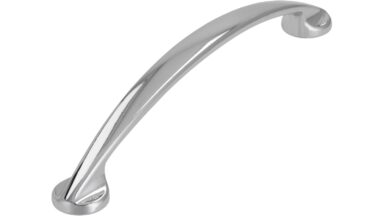 Griff Bebra Druckguss chrom glänzend - 116 mm lang vor weißem Hintergrund