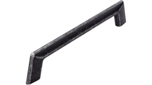 Griff Beelitz Druckguss eisenfarbig getrommelt matt - 190 mm lang vor weißem Hintergrund