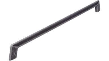 Griff Beelitz Druckguss eisenfarbig getrommelt matt - 350 mm lang  vor weißem Hintergrund