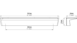 Moebelgriff-Bergen-chrom-Zinkdruckguss-laenge-157-721878-technische-zeichnung Griff Bergen Druckguss chrom glänzend - 157 mm lang vor weißem Hintergrund