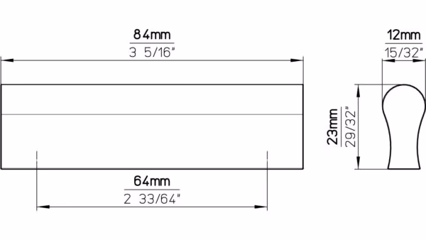 Griff Berlin Aluminium silber natur matt - 84 mm lang  vor weißem Hintergrund