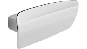 Griff Bitterfeld Druckguss chrom glänzend - 65 mm lang  vor weißem Hintergrund