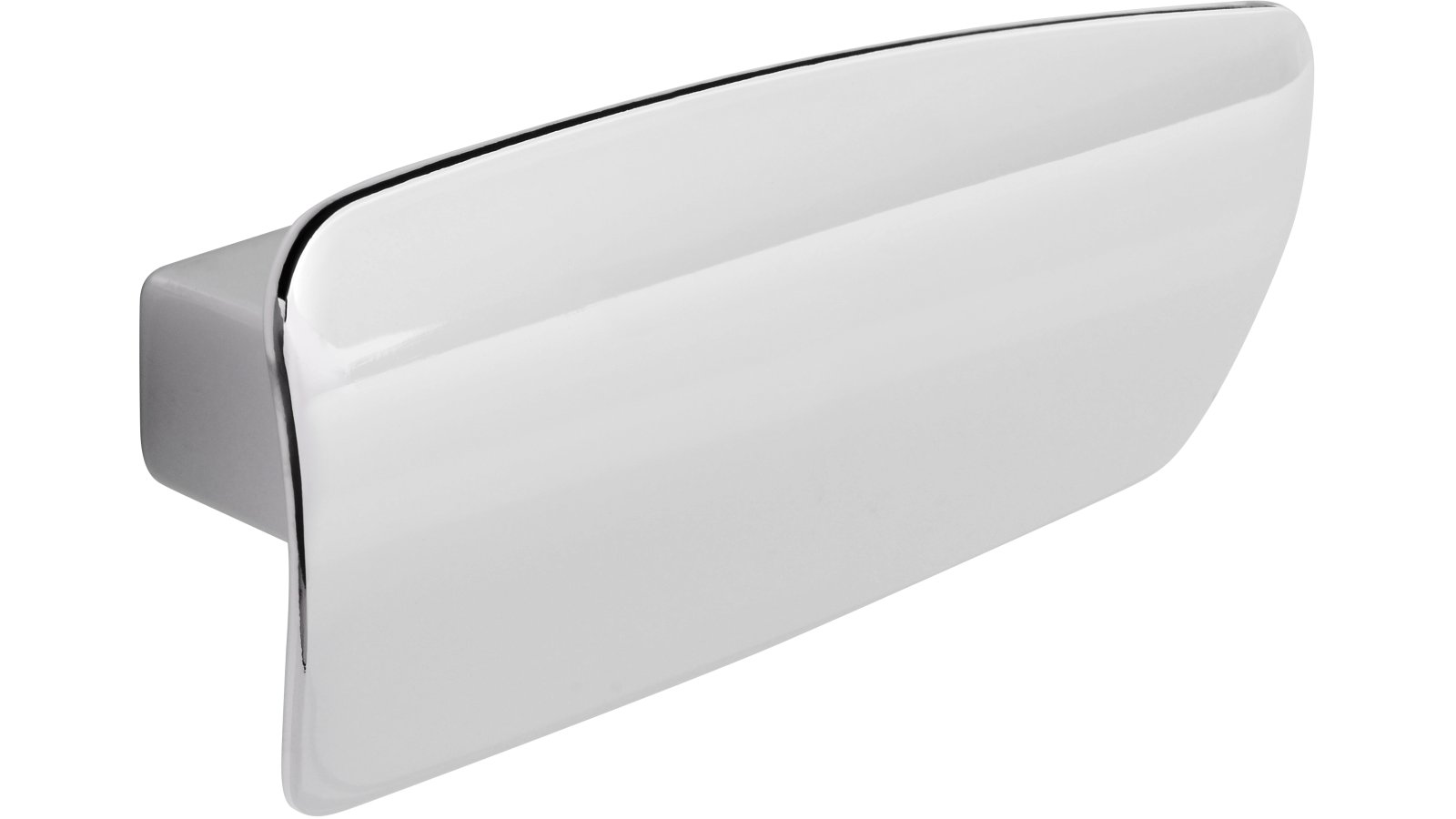 Griff Bitterfeld Druckguss chrom glänzend - 65 mm lang  vor weißem Hintergrund