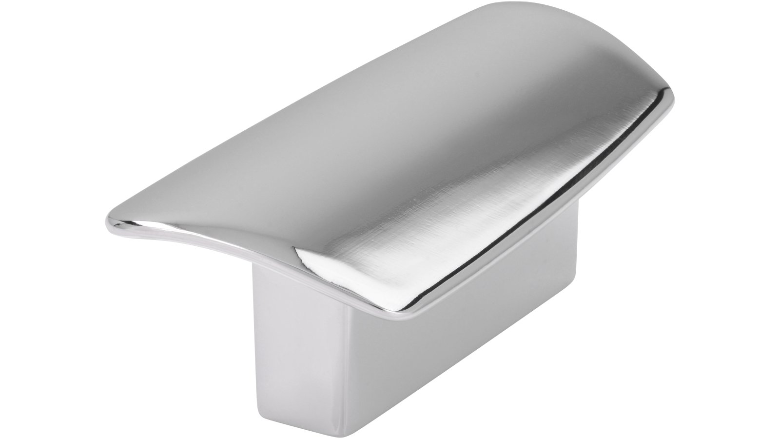 Griff Bitterfeld Druckguss chrom glänzend - 65 mm lang  vor weißem Hintergrund