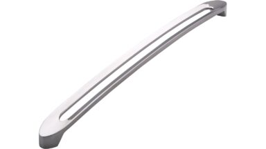 Griff Boizenburg Druckguss chrom glänzend - 340 mm lang vor weißem Hintergrund
