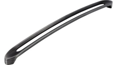 Griff Boizenburg Druckguss eisenfarbig gebürstet matt - 340 mm lang vor weißem Hintergrund