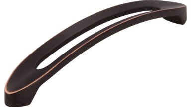 Griff Boizenburg Druckguss kupfer schwarz getrommelt - 180 mm lang vor weißem Hintergrund
