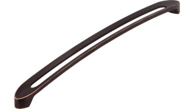 Griff Boizenburg Druckguss kupfer schwarz getrommelt - 340 mm lang vor weißem Hintergrund