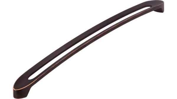 Griff Boizenburg Druckguss kupfer schwarz getrommelt - 340 mm lang  vor weißem Hintergrund