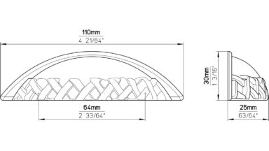 Griff Brilon Druckguss altsilberfarbig - 111 mm lang  vor weißem Hintergrund
