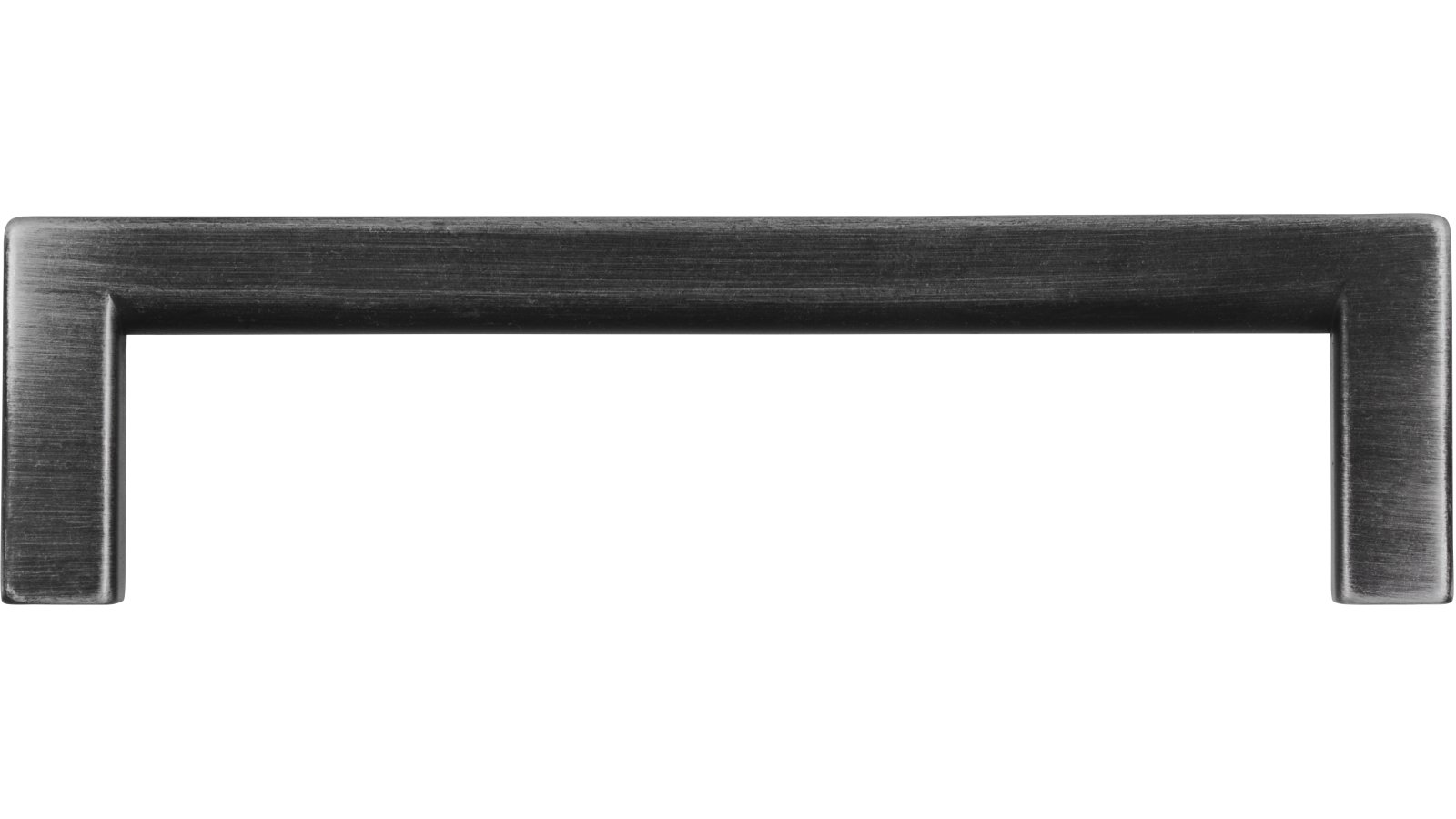 Griff Bruckmühl Druckguss eisenfarbig gebürstet matt - 104 mm lang  vor weißem Hintergrund