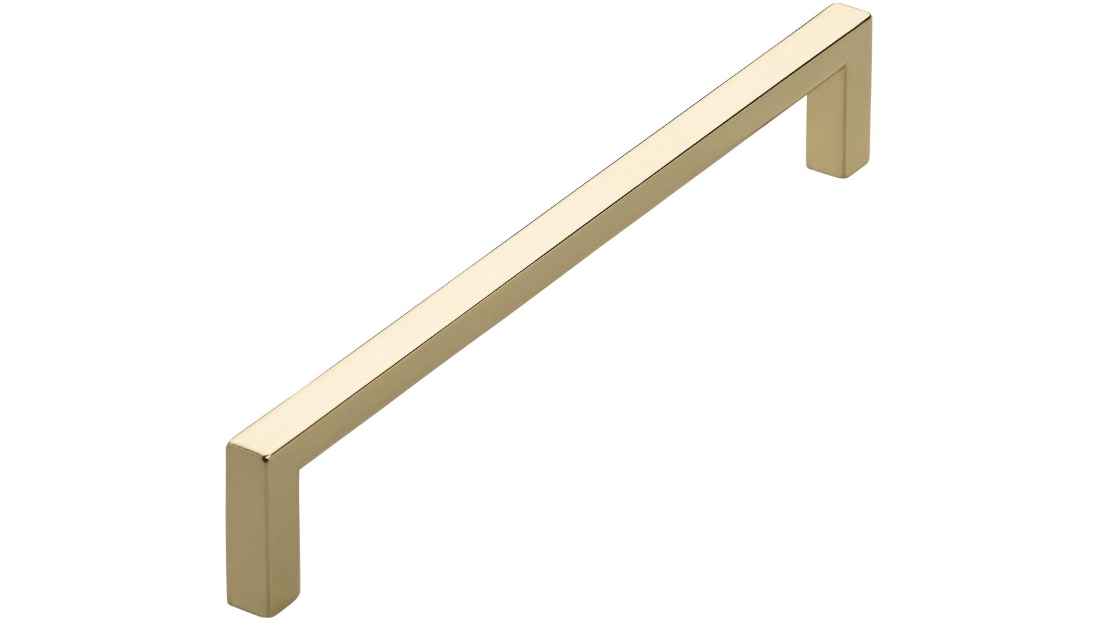 Griff Bruckmühl Druckguss glänzend vermessingt - 168 mm lang  vor weißem Hintergrund