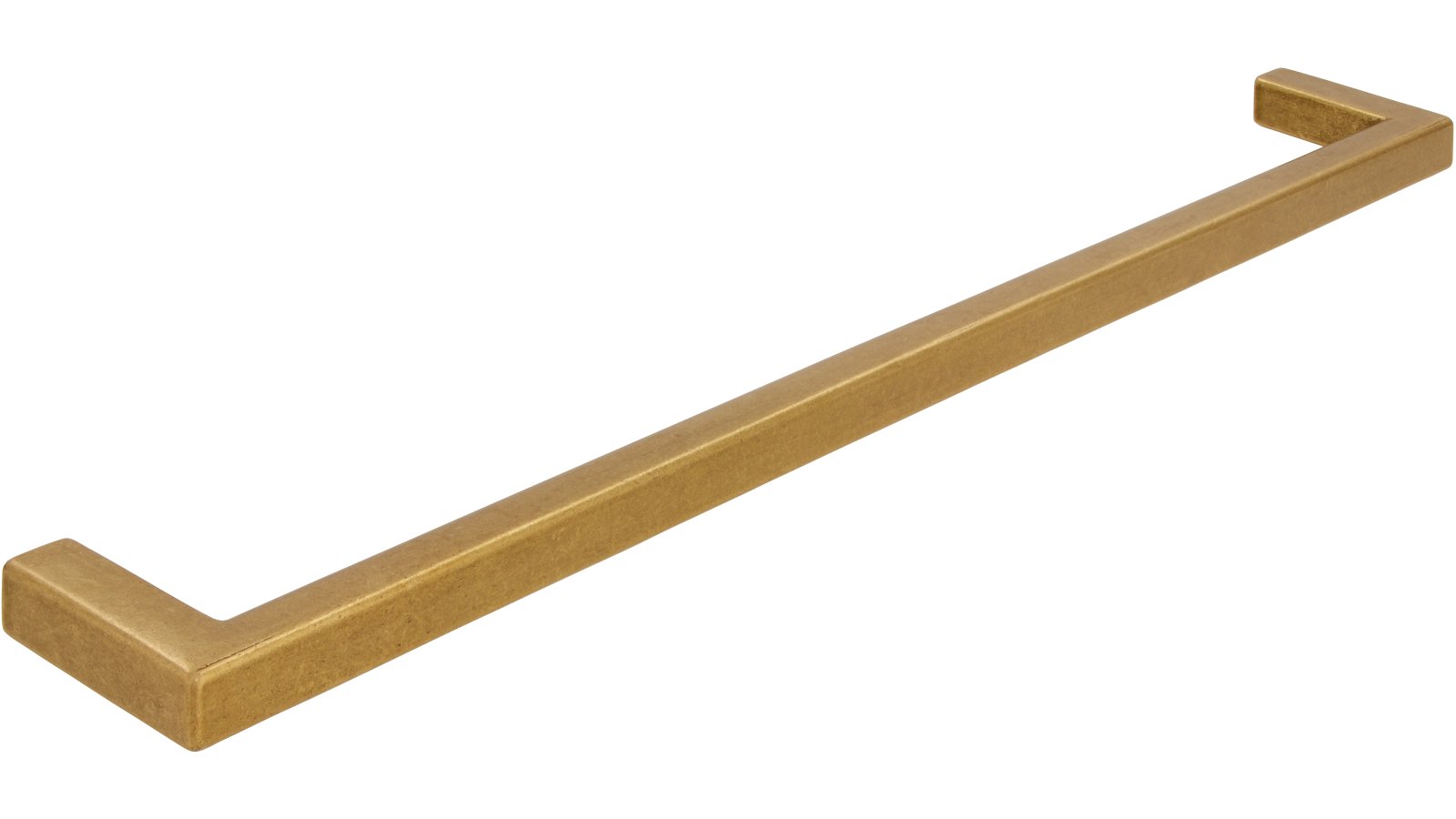 Griff Bruckmühl Druckguss messingfarbig getrommelt matt - 232 mm lang  vor weißem Hintergrund