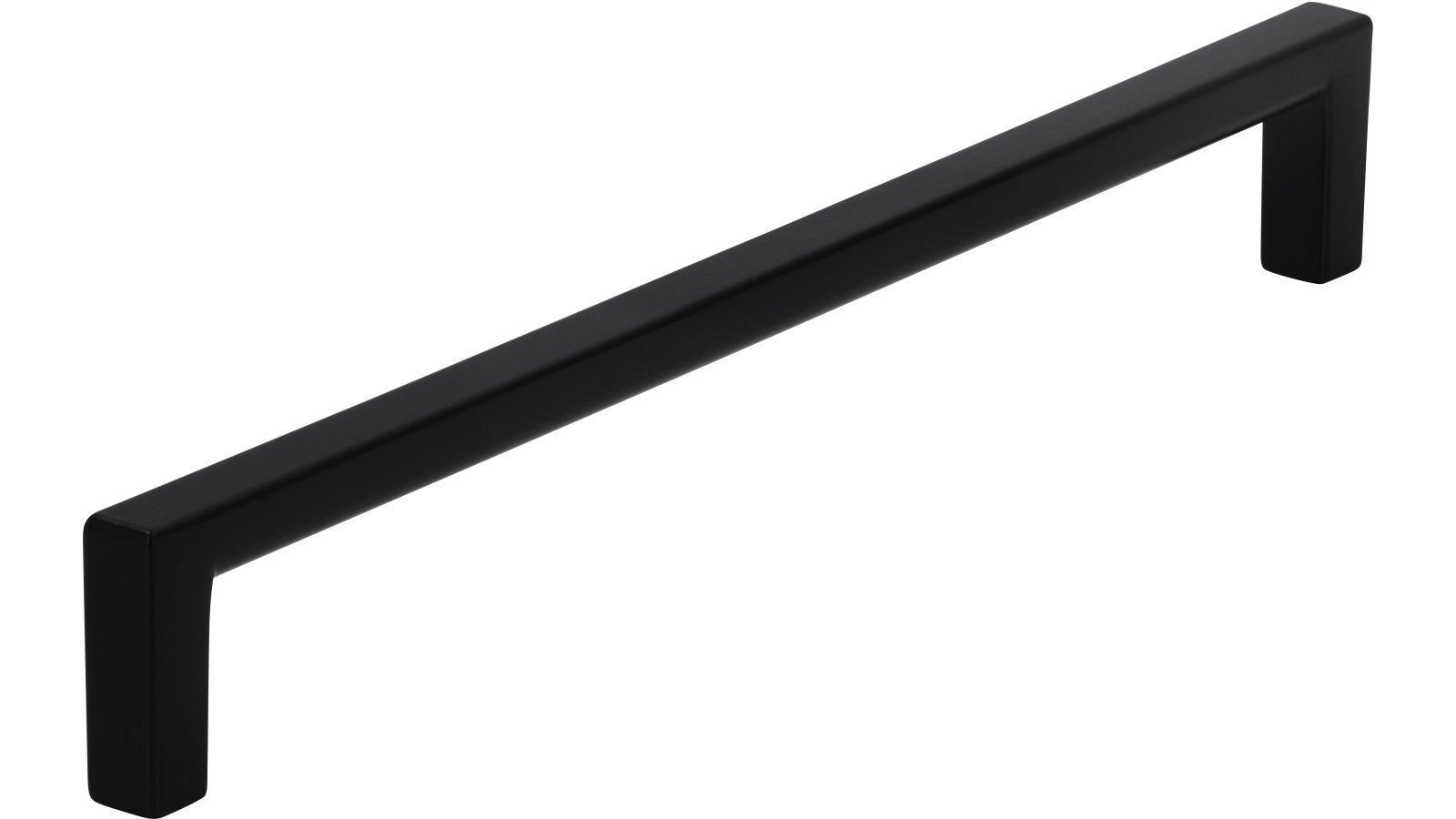 Griff Bruckmühl Druckguss schwarz matt pulverbeschichtet - 200 mm lang  vor weißem Hintergrund