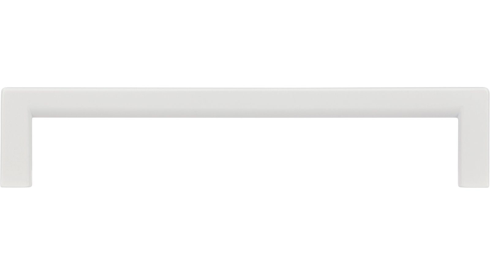 Griff Bruckmühl Druckguss weiß pulverbeschichtet - 136 mm lang  vor weißem Hintergrund