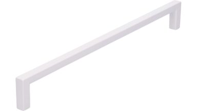 Griff Bruckmühl Druckguss weiß pulverbeschichtet - 232 mm lang vor weißem Hintergrund