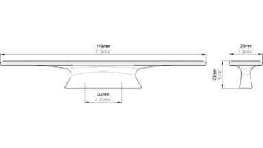 Griff Brüggen Druckguss alufarbig pulverbeschichtet - 179 mm lang  vor weißem Hintergrund
