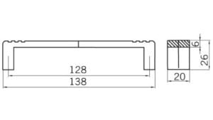 Griff Büren Aluminium silber natur matt - 138 mm lang  vor weißem Hintergrund