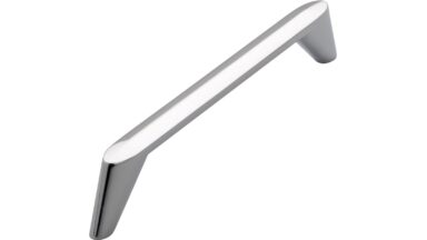 Griff Burgau Druckguss chrom glänzend - 174 mm lang vor weißem Hintergrund